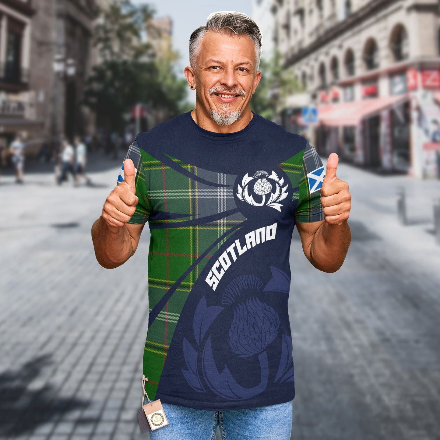 Printivon Thistle Flowers and Scottish Tartan Pringle Family Custom Tee Shirt