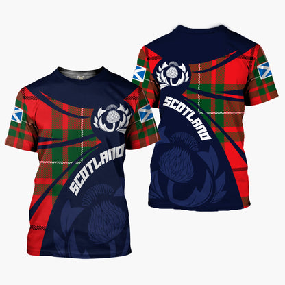 Printivon Thistle Flowers and Scottish Tartan MacAulay Family Custom Tee Shirt