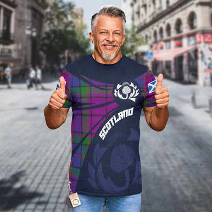 Printivon Thistle Flowers and Scottish Tartan Wardlaw Family Custom Tee Shirt