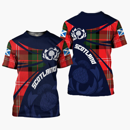Printivon Thistle Flowers and Scottish Tartan Nesbitt Family Custom Tee Shirt