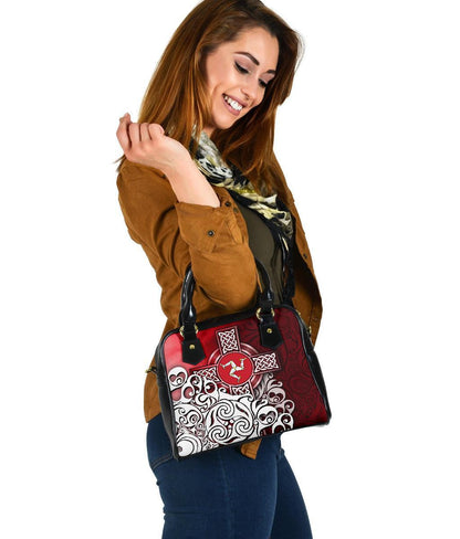 Celtic Shoulder Handbag Isle Of Man Flag With Celtic Cross