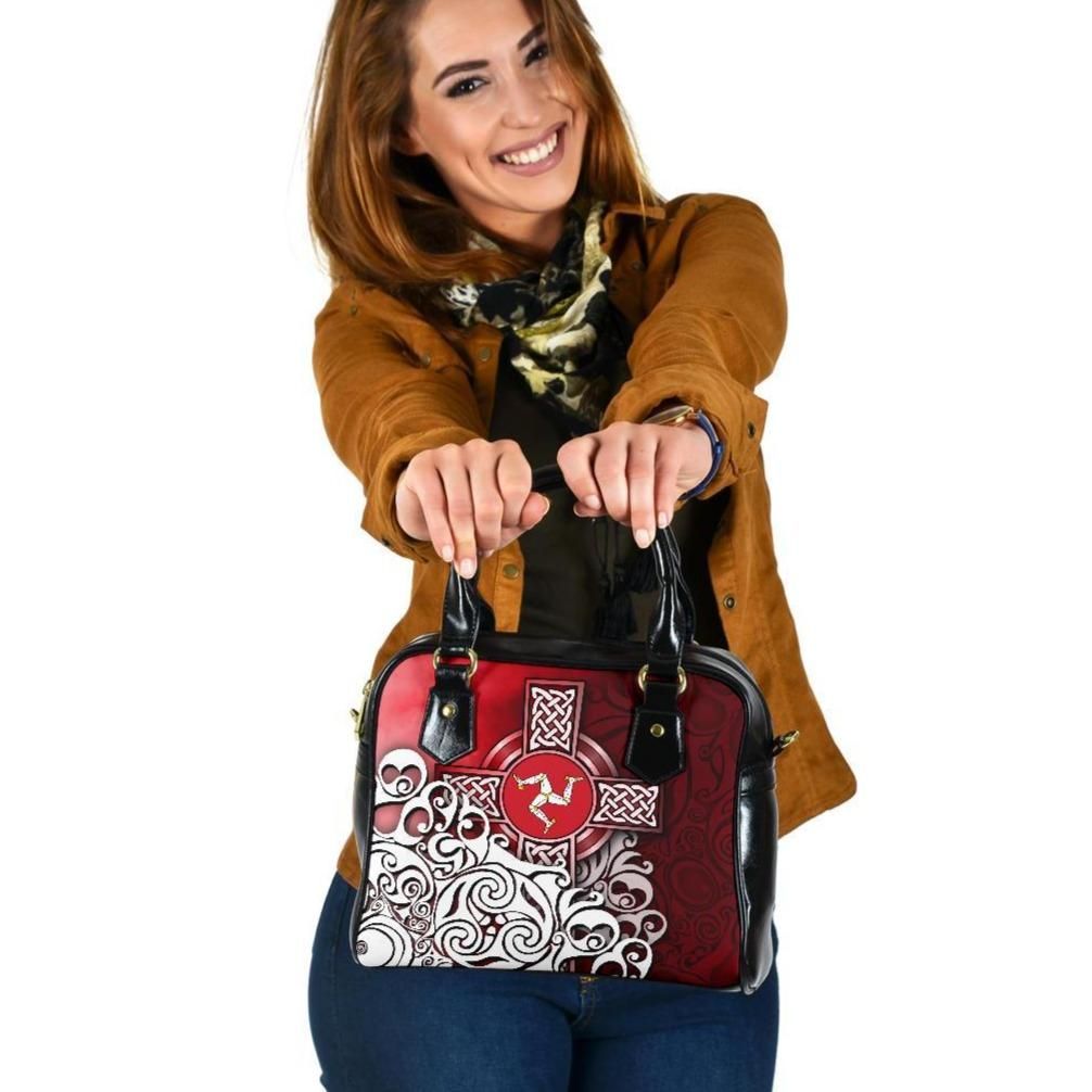 Celtic Shoulder Handbag Isle Of Man Flag With Celtic Cross