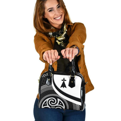 Celtic Shoulder Handbag Brittany Flag With Celtic Patterns