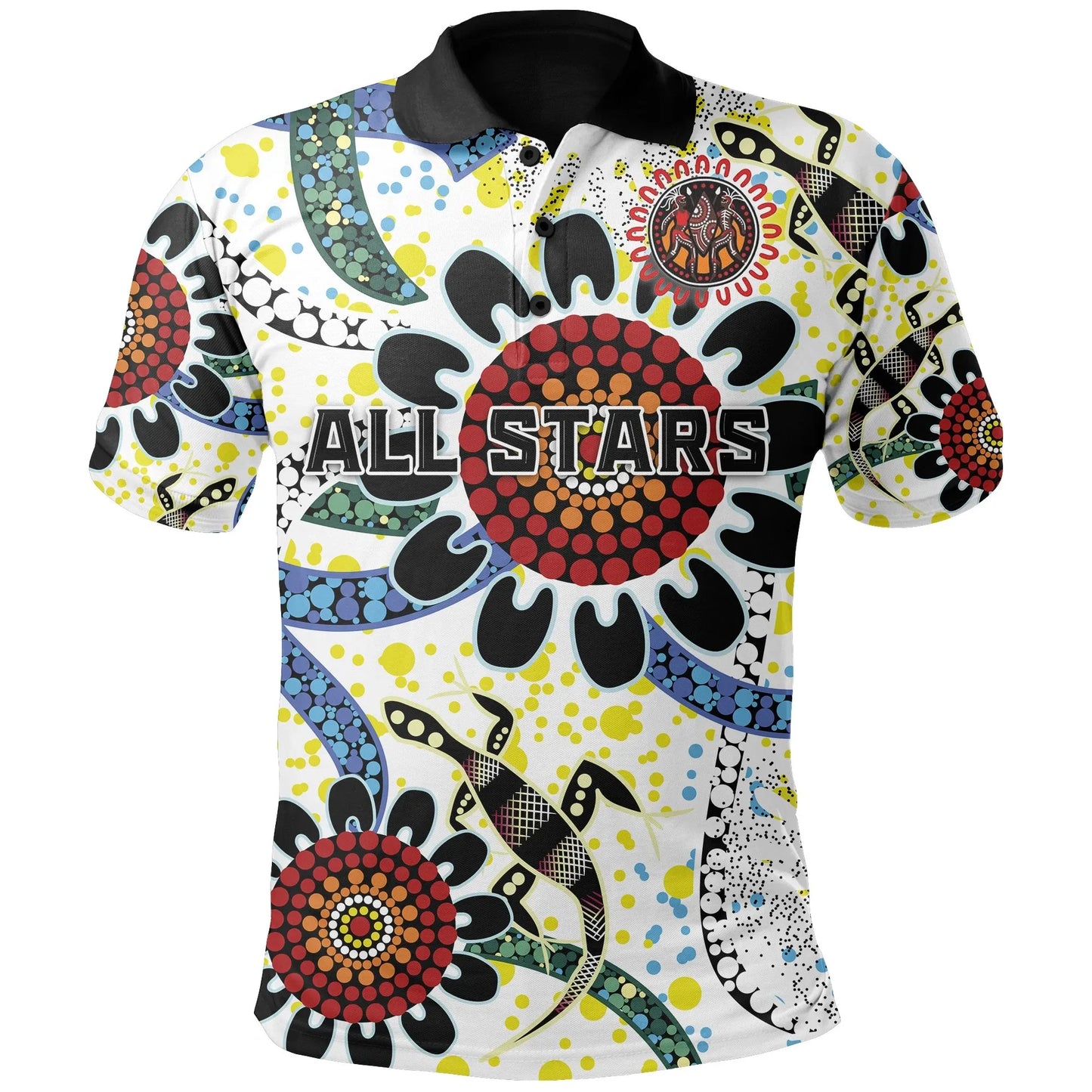 Australia Indigenous Rugby Polo Shirt All Stars Sporty Style White