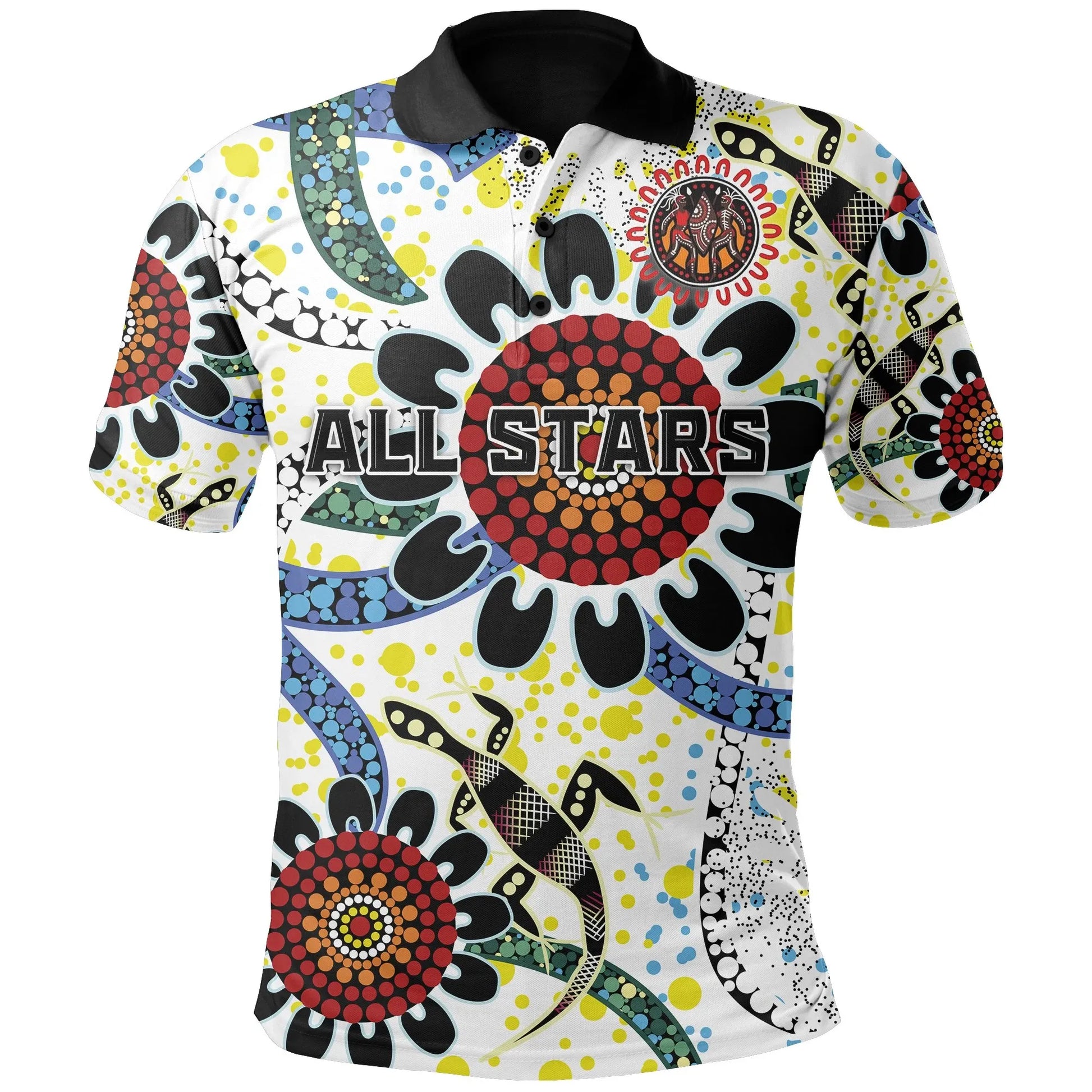 Australia Indigenous Rugby Polo Shirt All Stars Sporty Style White