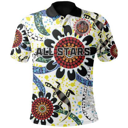 Australia Indigenous Rugby Polo Shirt All Stars Sporty Style White