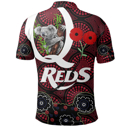 Australia Polo Shirt Queensland Reds Rugby Lest We Forget Koala