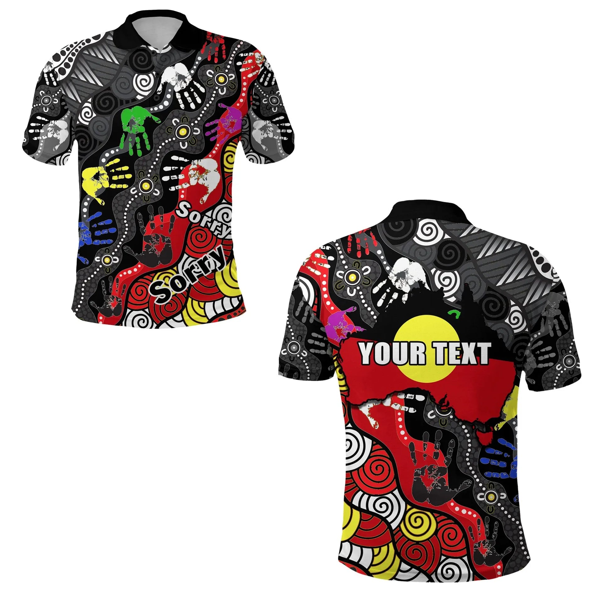 Custom Personalised National Sorry Day Polo Shirt Version 03 Australian Aboriginal