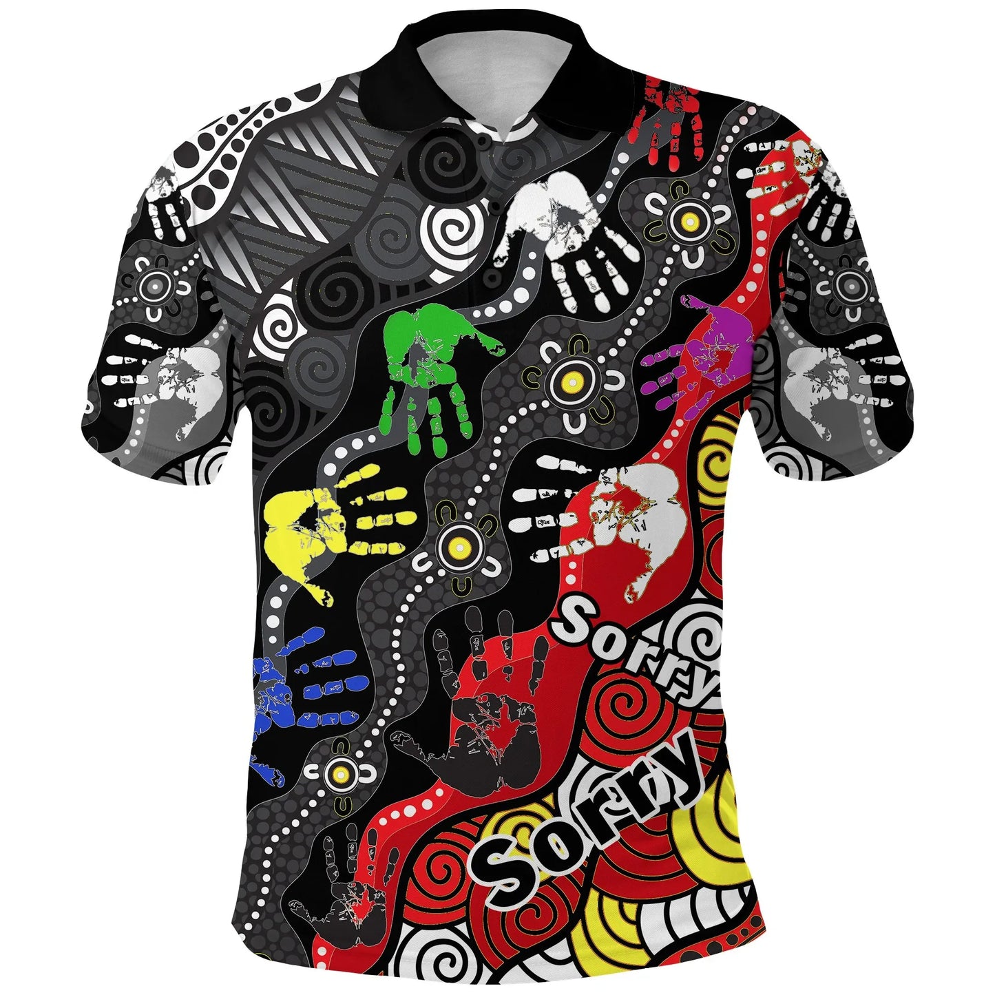 Custom Personalised National Sorry Day Polo Shirt Version 03 Australian Aboriginal