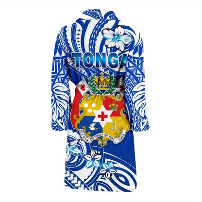 Mate Ma'a Tonga Rugby Men's Bath Robe Polynesian Unique Vibes Blue