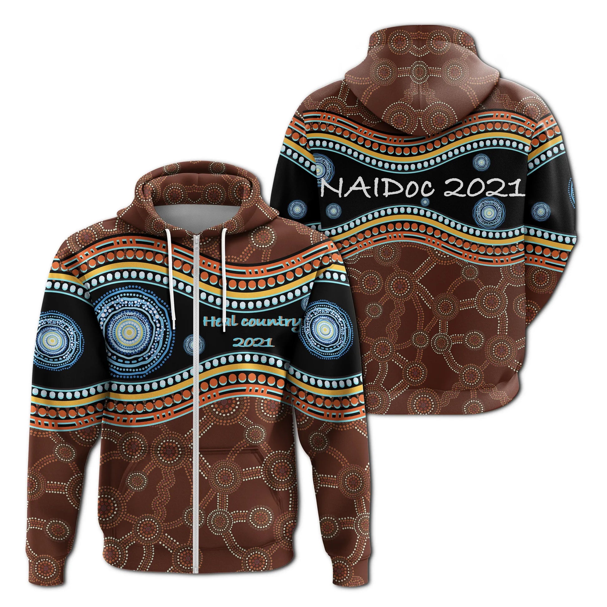 Australia Zip Up Hoodie Naidoc Week 2021 Heal Country