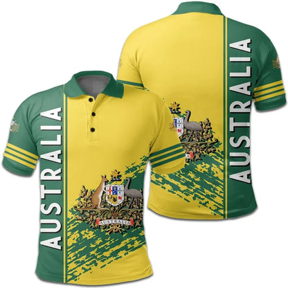 Australia Coat Of Arms Polo Shirt Quarter Style