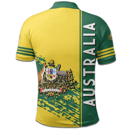 Australia Coat Of Arms Polo Shirt Quarter Style