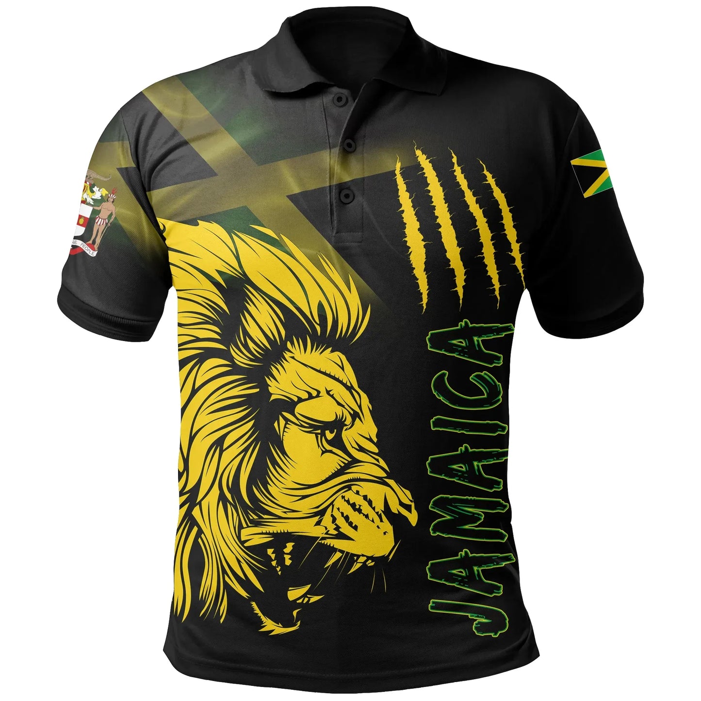 Jamaica Polo Shirt Lion Coat Of Arms T