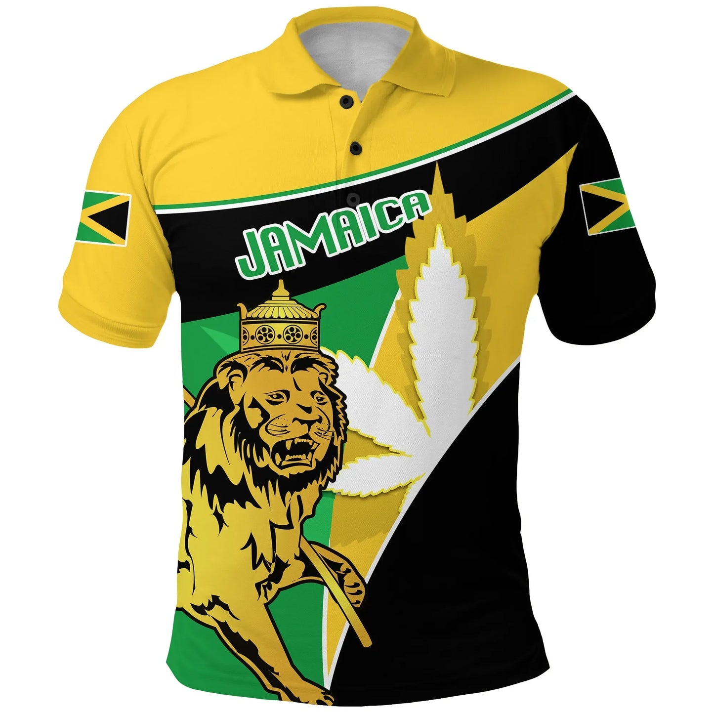Jamaica Lion Polo Shirt Flag Version