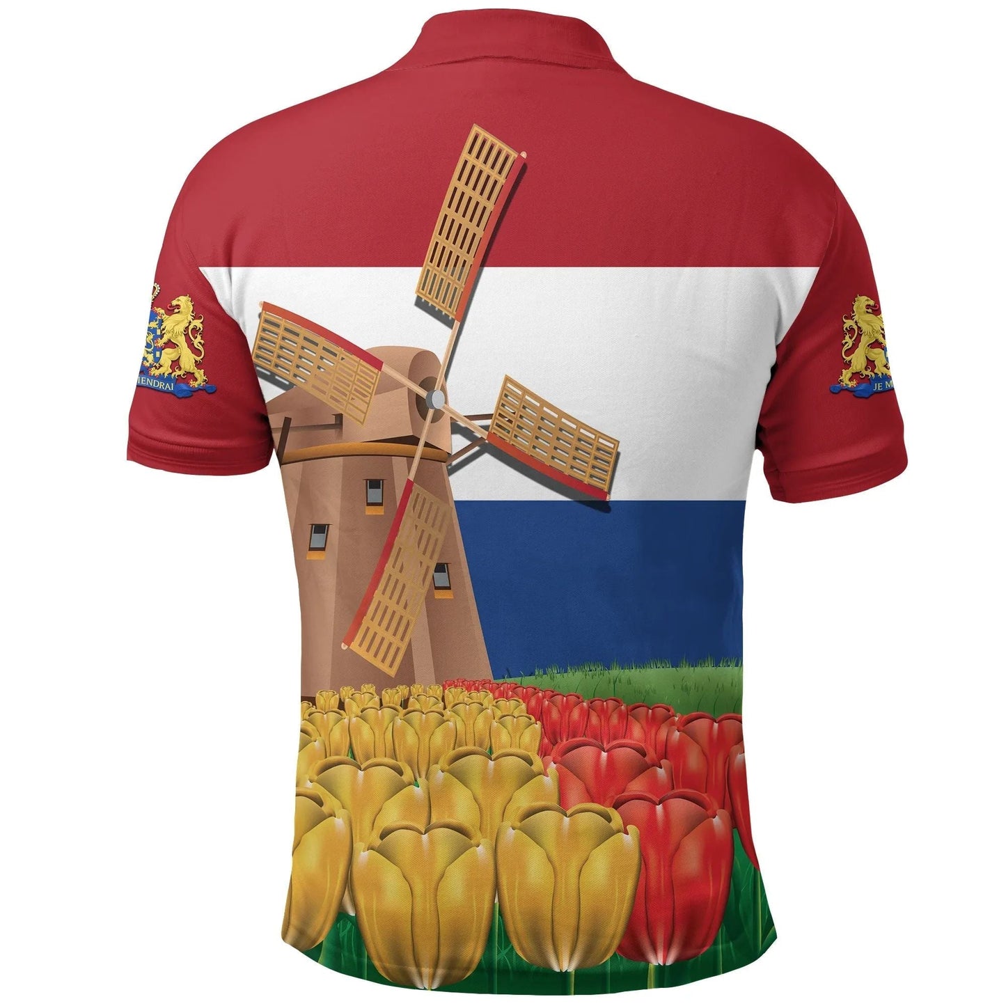 Netherlands Windmill and Tulips Polo Shirt