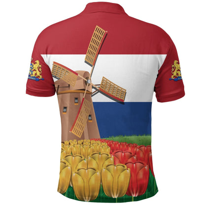 Netherlands Windmill and Tulips Polo Shirt