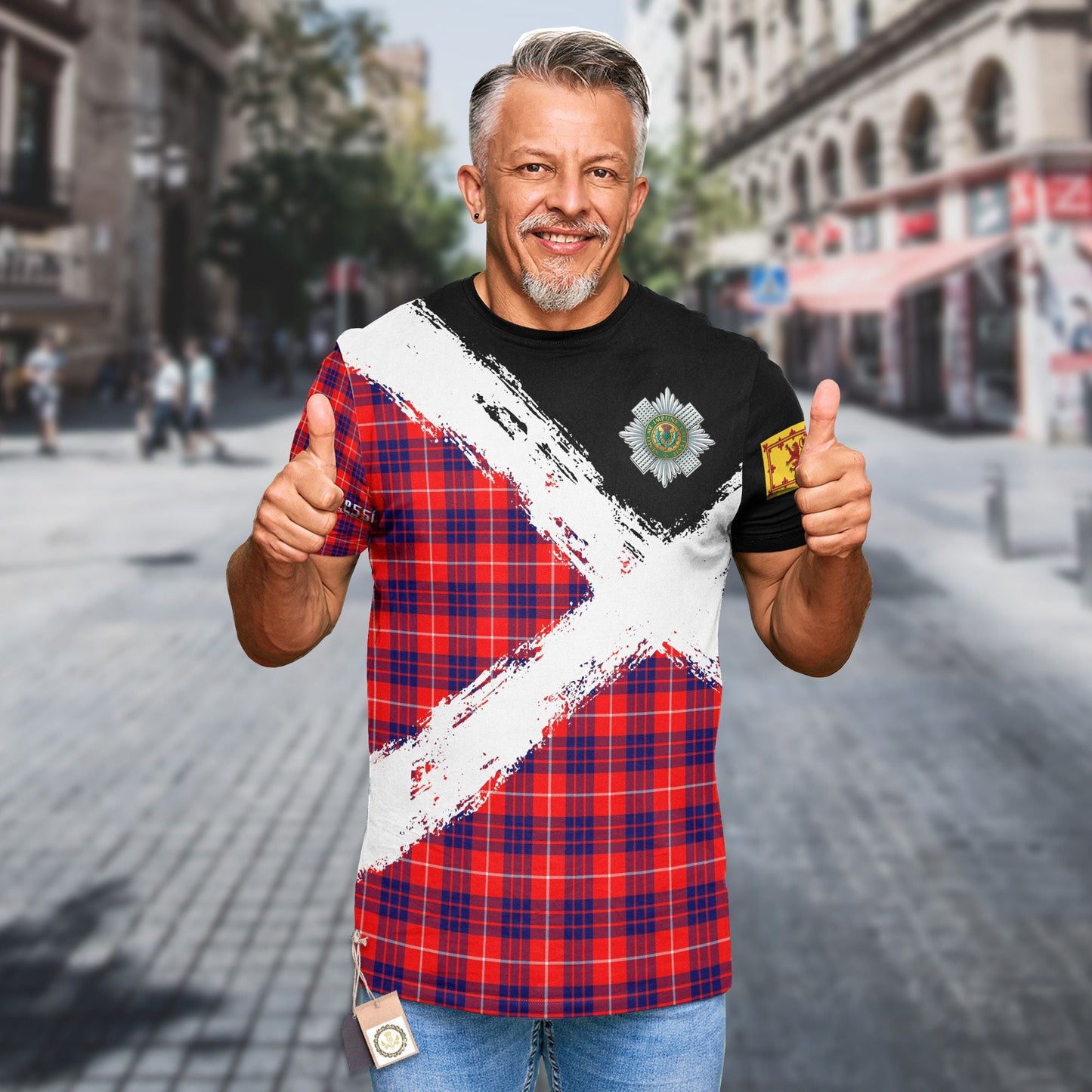 Printivon Hamilton Clan T Shirt Scotland Coat Of Arms Tartan Pattern