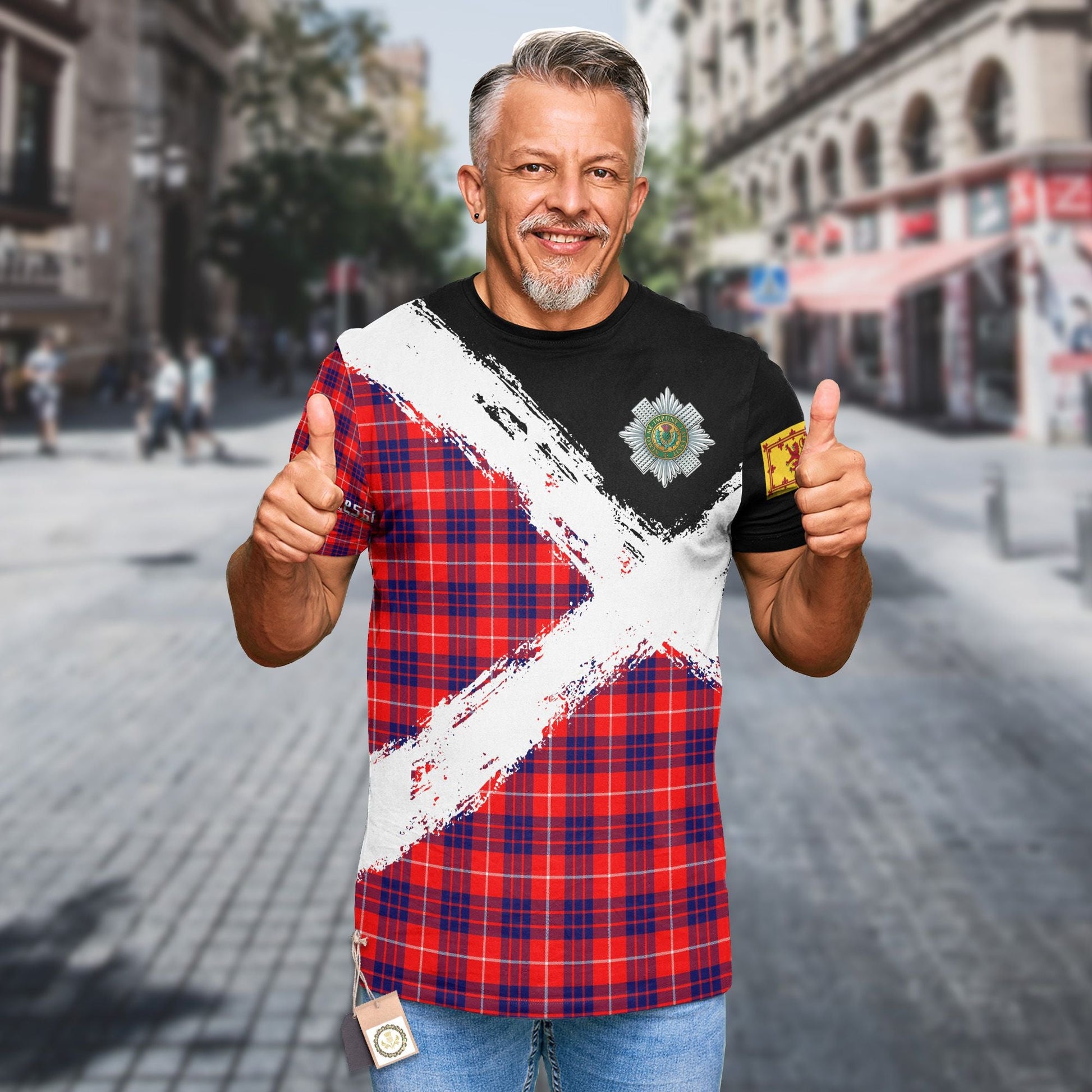 Printivon Hamilton Clan T Shirt Scotland Coat Of Arms Tartan Pattern