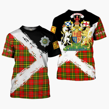 Printivon Leask Clan T Shirt Scotland Coat Of Arms Tartan Pattern