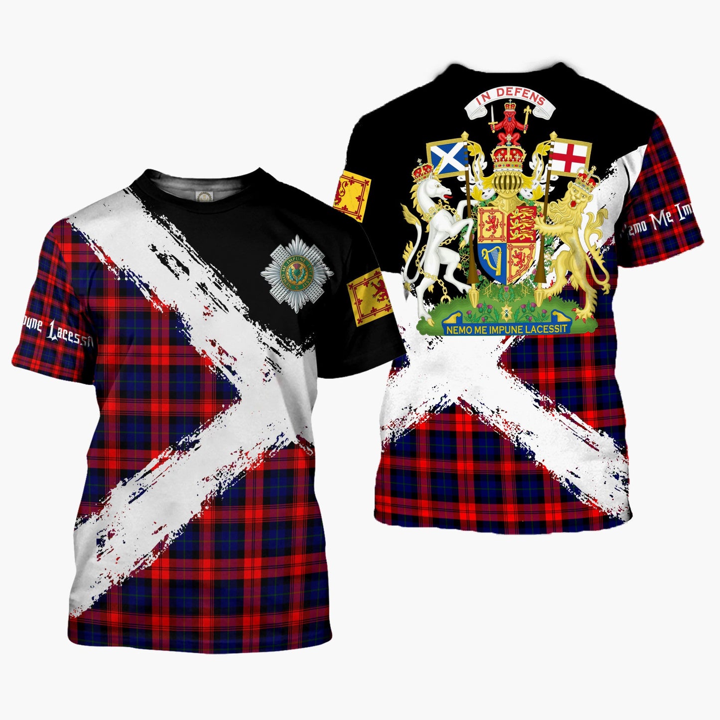 Printivon MacLachlan Clan T Shirt Scotland Coat Of Arms Tartan Pattern