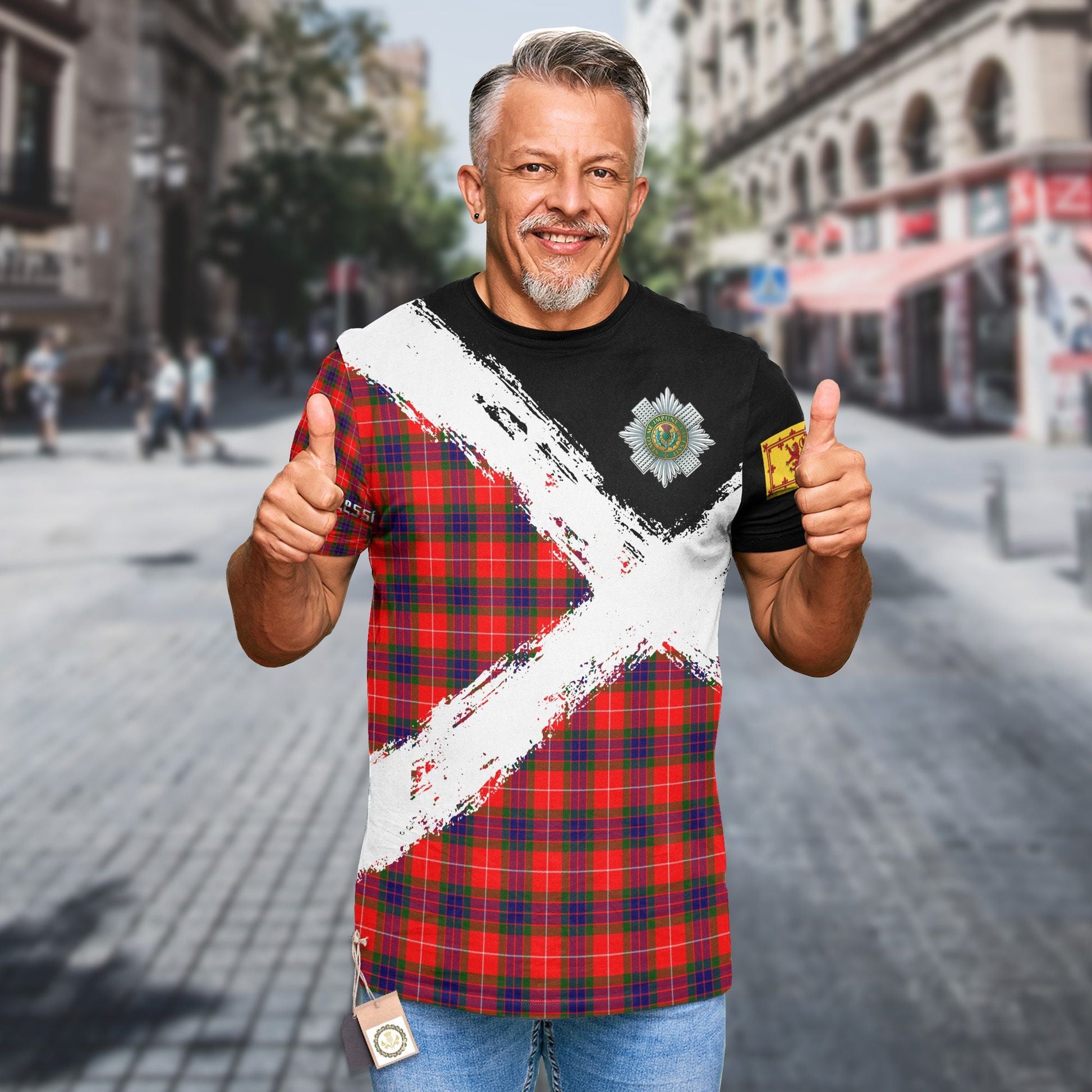 Printivon Fraser (of Lovat) Clan T Shirt Scotland Coat Of Arms Tartan Pattern