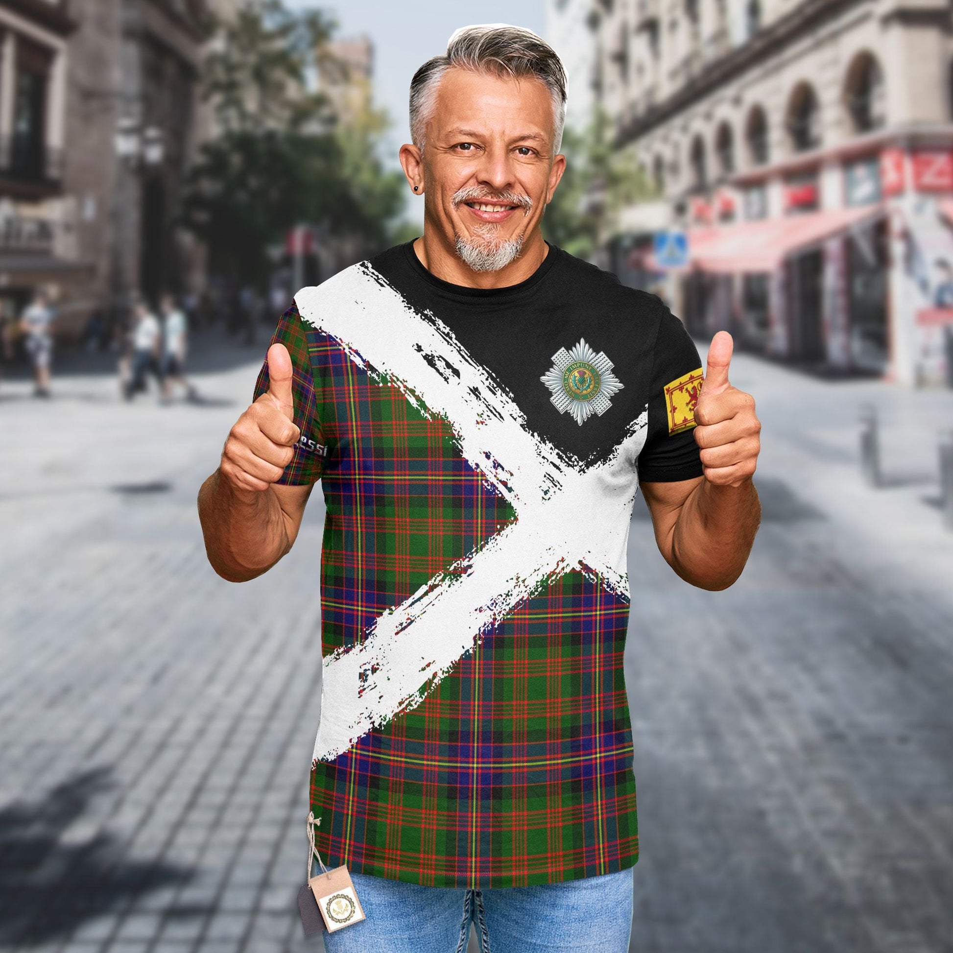 Printivon Cochrane Clan T Shirt Scotland Coat Of Arms Tartan Pattern