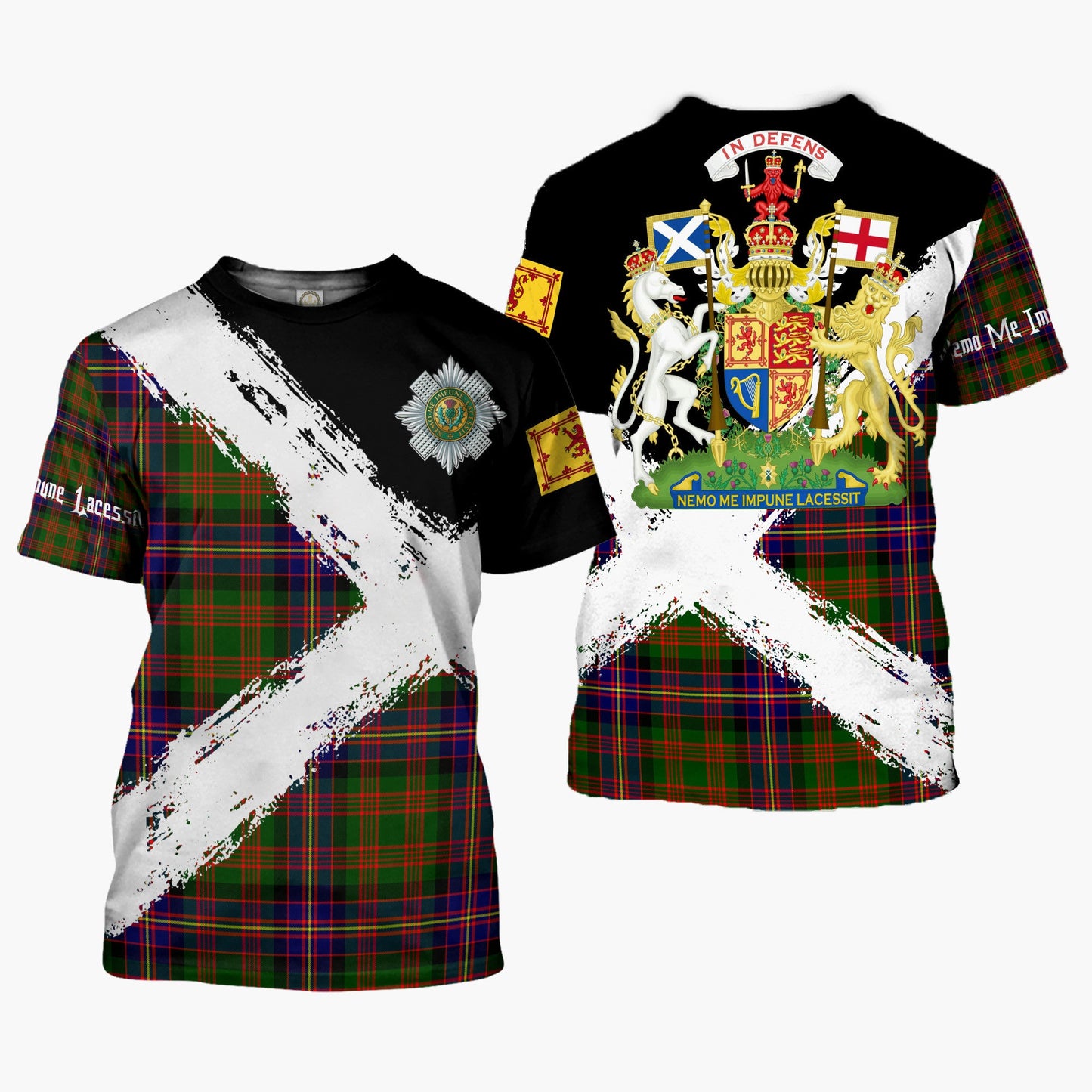 Printivon Cochrane Clan T Shirt Scotland Coat Of Arms Tartan Pattern