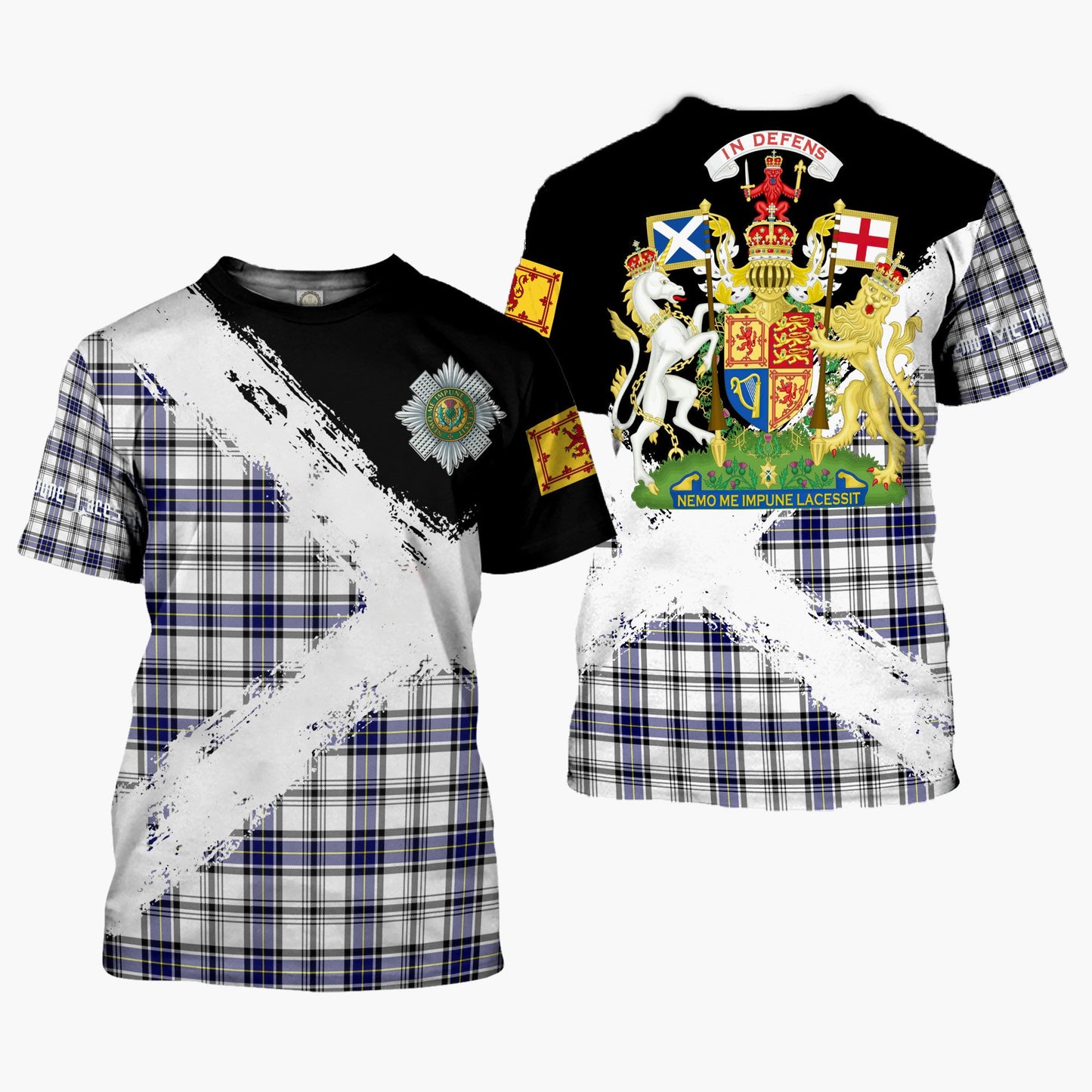Printivon Hannay Clan T Shirt Scotland Coat Of Arms Tartan Pattern