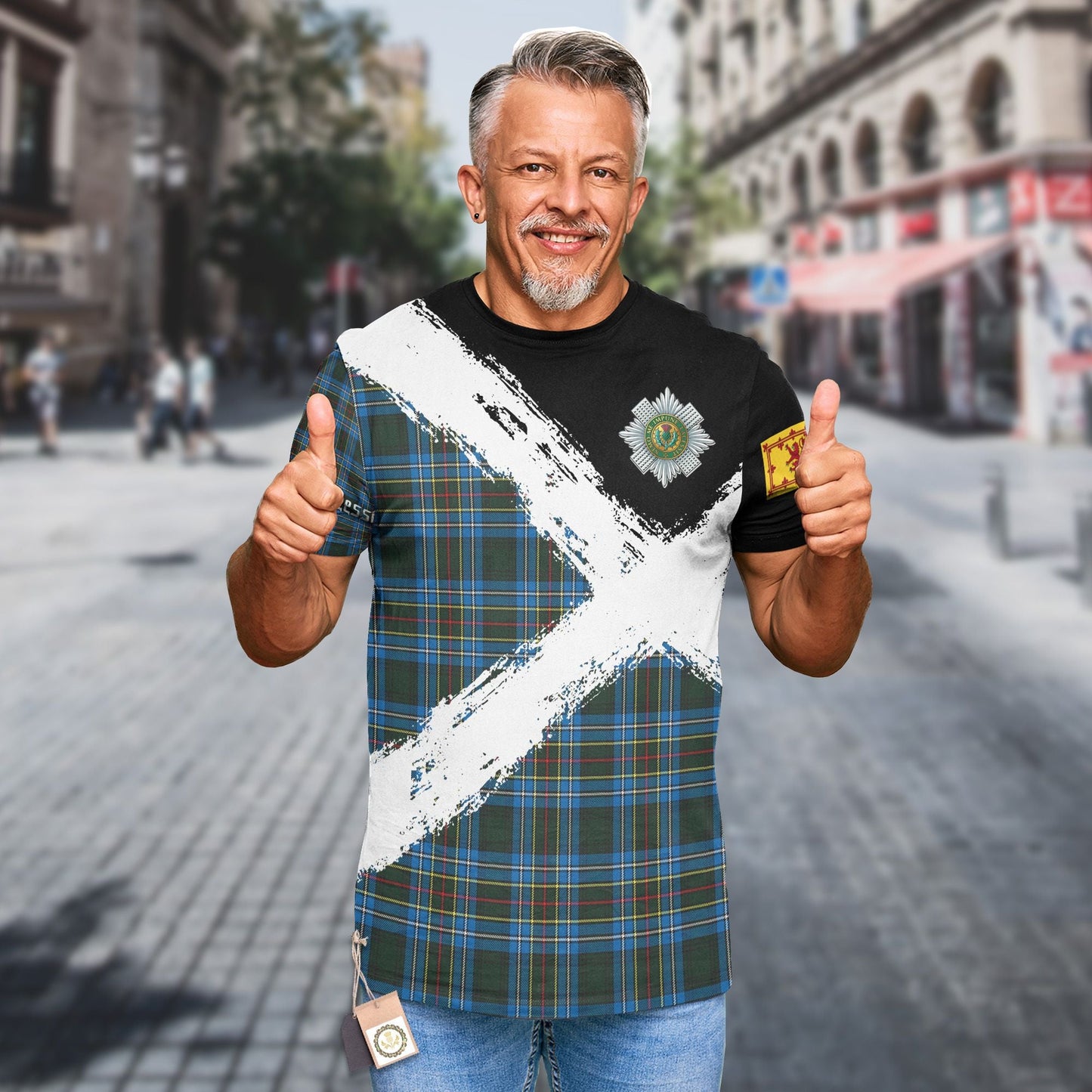 Printivon Cockburn Clan T Shirt Scotland Coat Of Arms Tartan Pattern