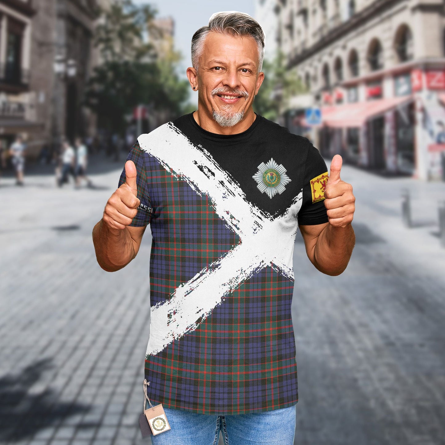 Printivon Fletcher Clan T Shirt Scotland Coat Of Arms Tartan Pattern