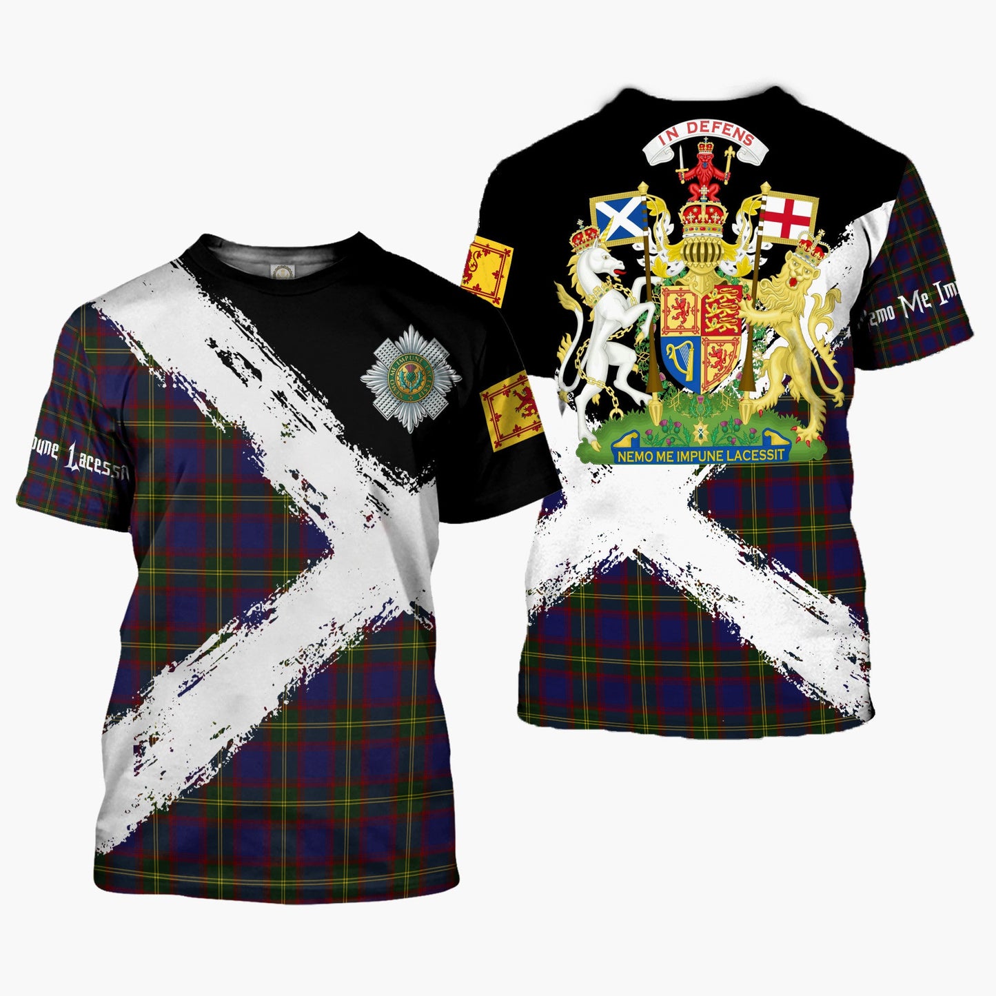 Printivon Durie Clan T Shirt Scotland Coat Of Arms Tartan Pattern