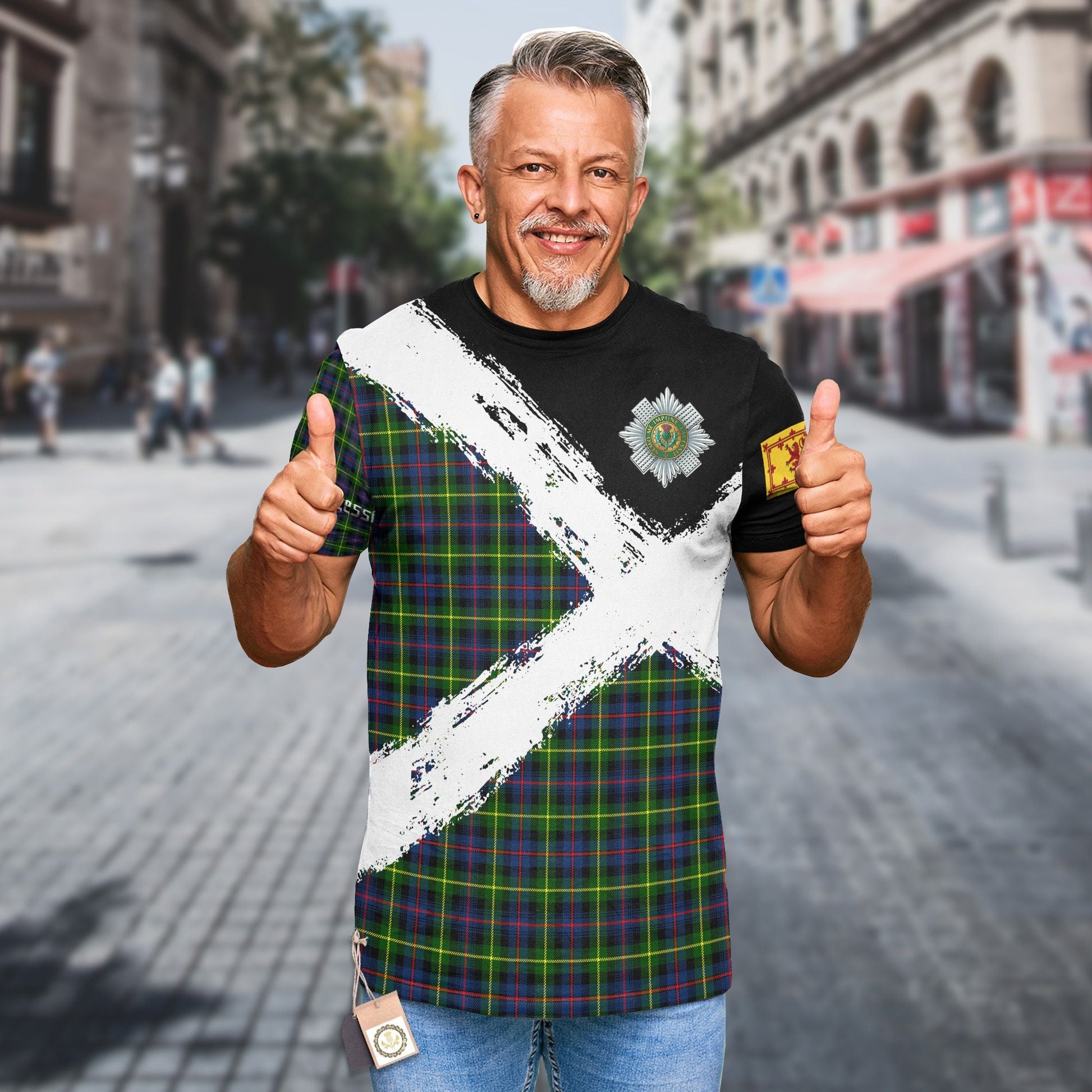 Printivon Farquharson Clan T Shirt Scotland Coat Of Arms Tartan Pattern