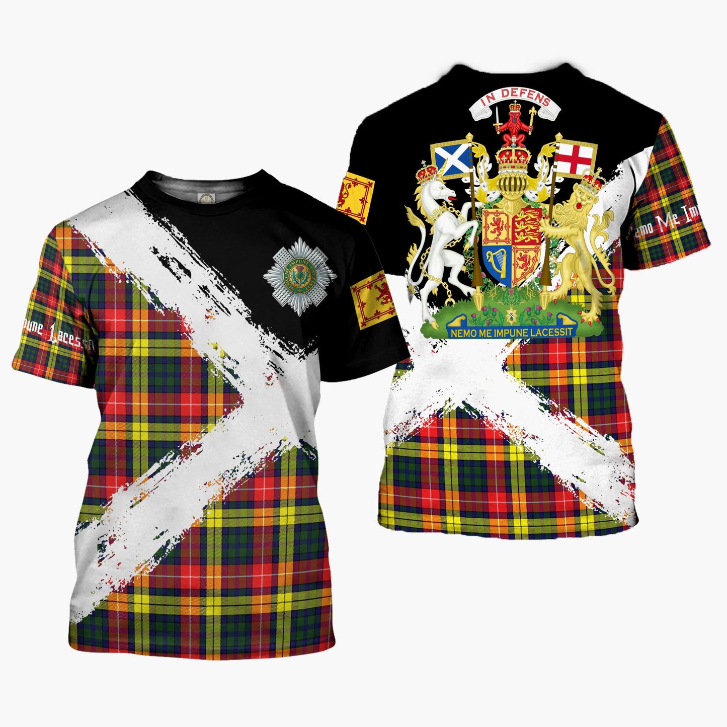 Printivon Dewar Clan T Shirt Scotland Coat Of Arms Tartan Pattern