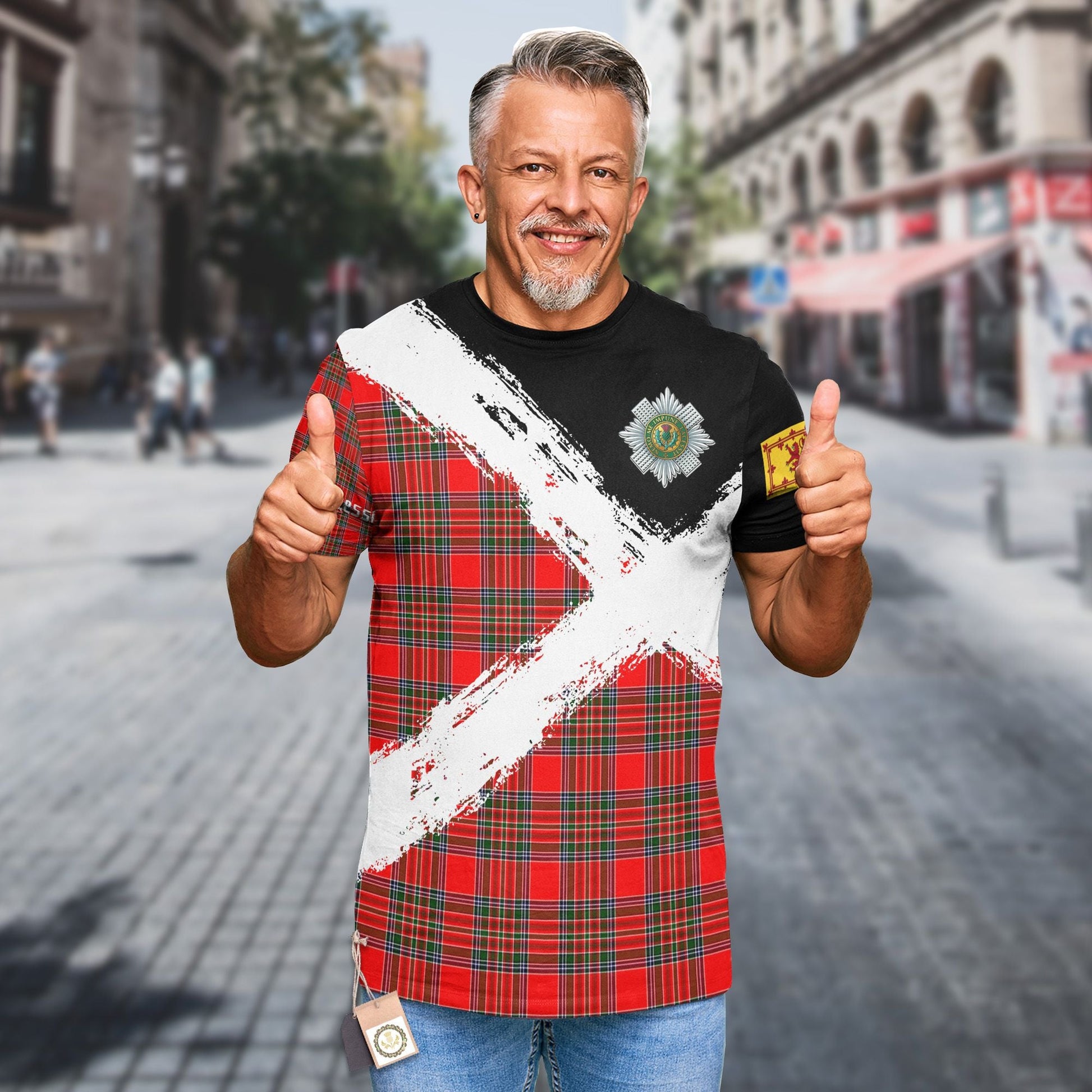 Printivon MacBain Clan T Shirt Scotland Coat Of Arms Tartan Pattern