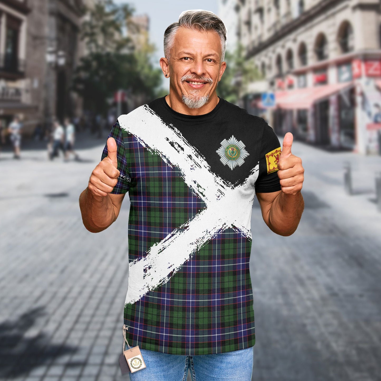 Printivon Galbraith Clan T Shirt Scotland Coat Of Arms Tartan Pattern