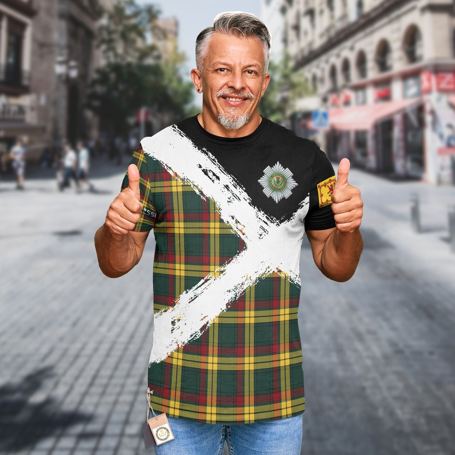 Printivon MacMillan Clan T Shirt Scotland Coat Of Arms Tartan Pattern