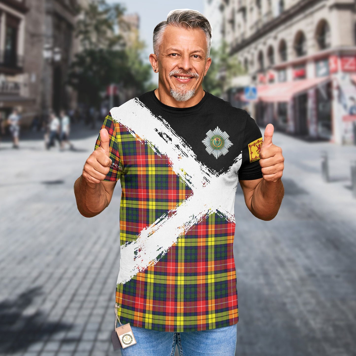 Printivon Dewar Clan T Shirt Scotland Coat Of Arms Tartan Pattern