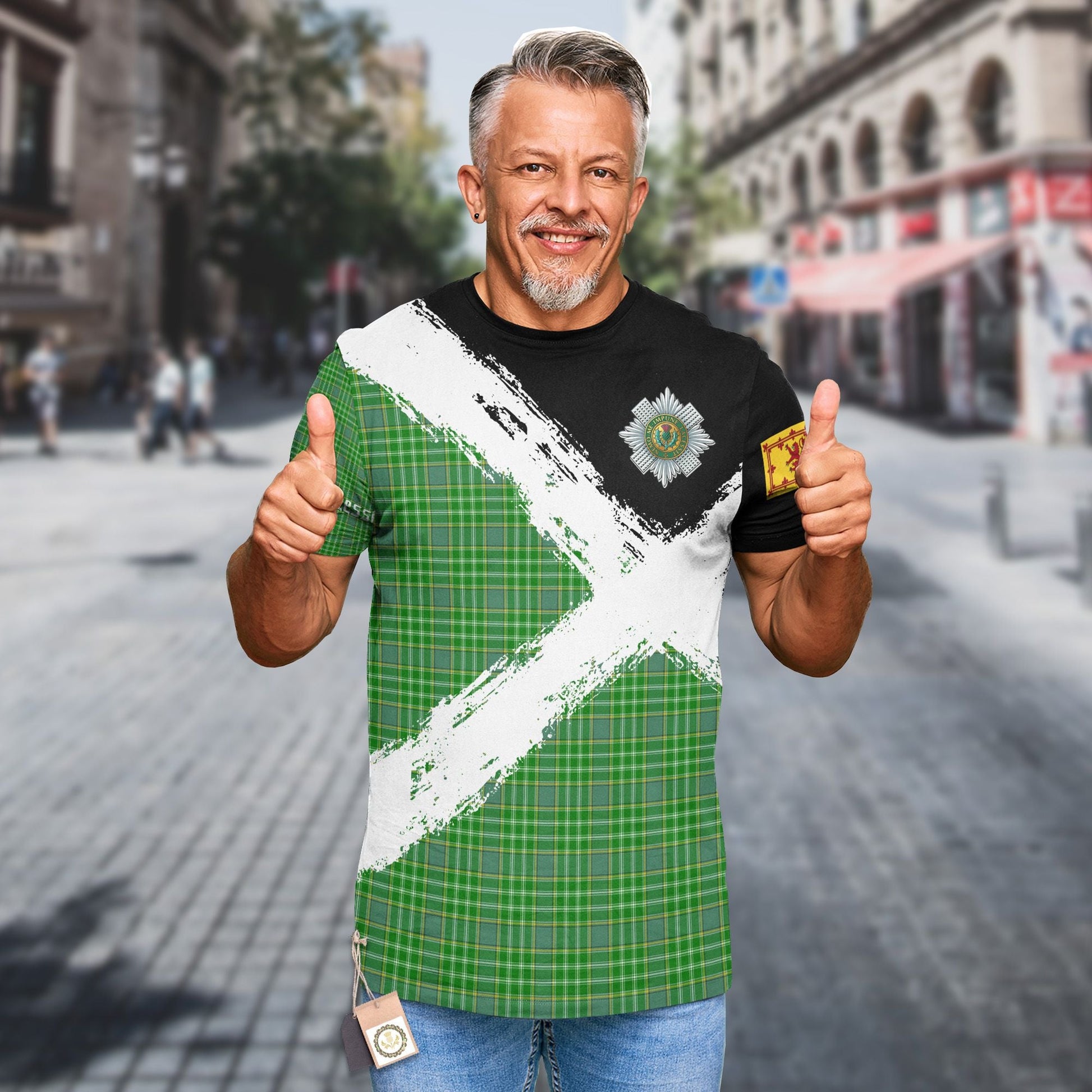 Printivon Currie Clan T Shirt Scotland Coat Of Arms Tartan Pattern