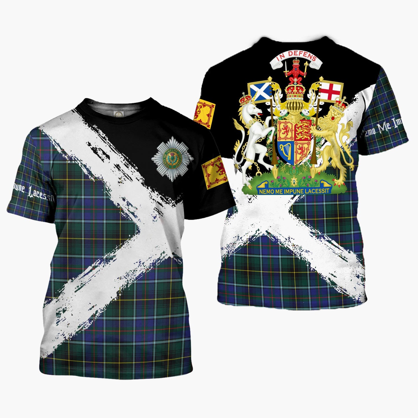 Printivon MacInnes Clan T Shirt Scotland Coat Of Arms Tartan Pattern