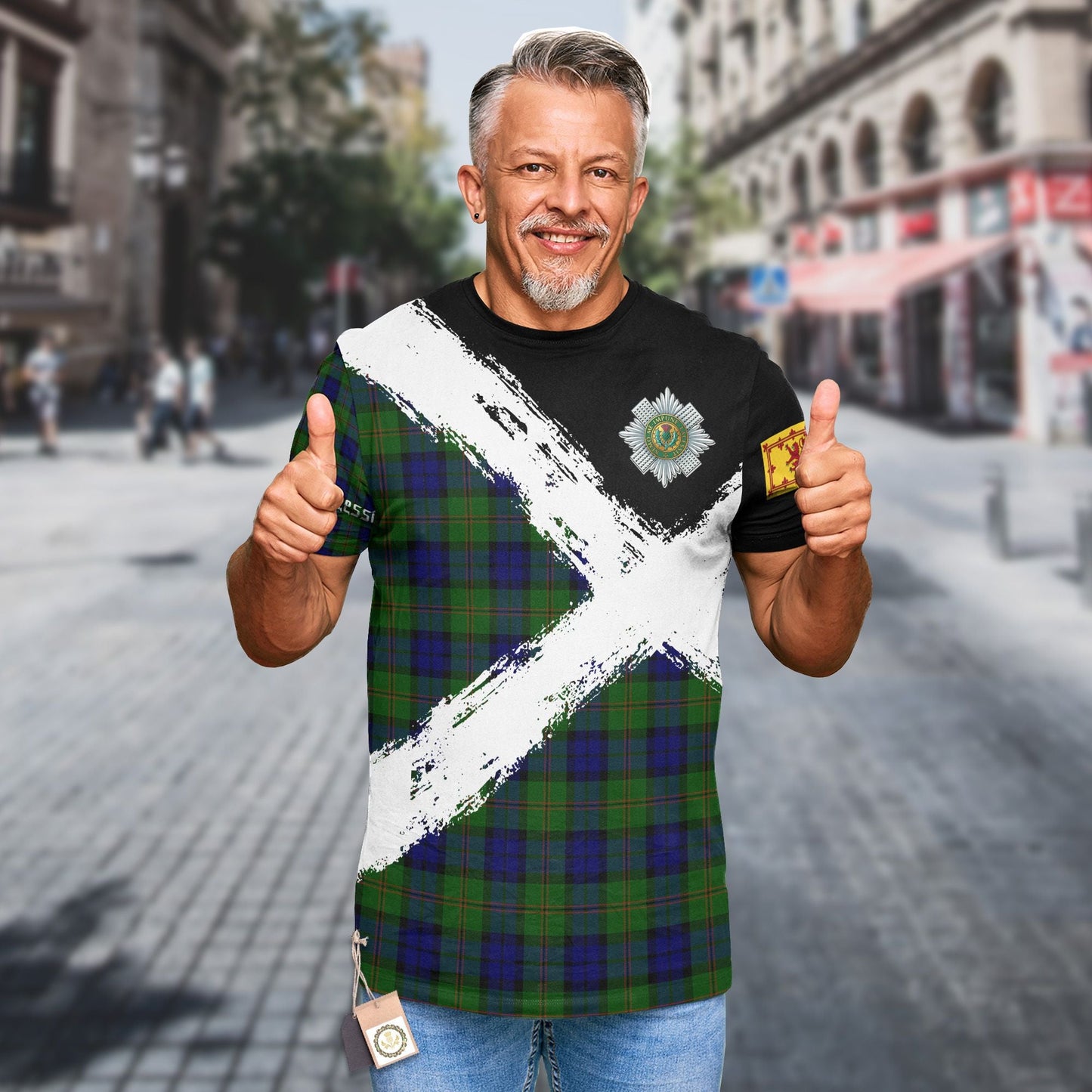 Printivon Dundas Clan T Shirt Scotland Coat Of Arms Tartan Pattern