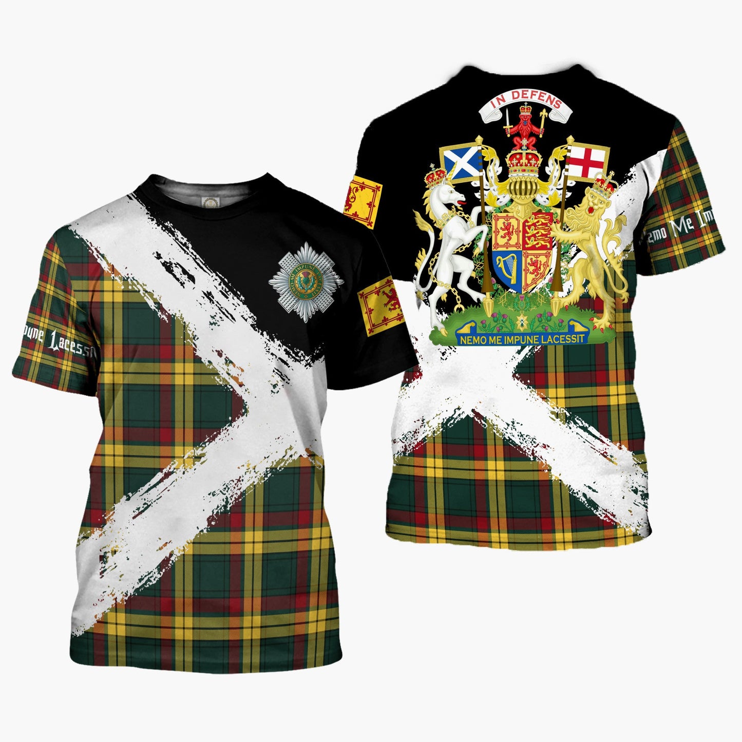 Printivon MacMillan Clan T Shirt Scotland Coat Of Arms Tartan Pattern