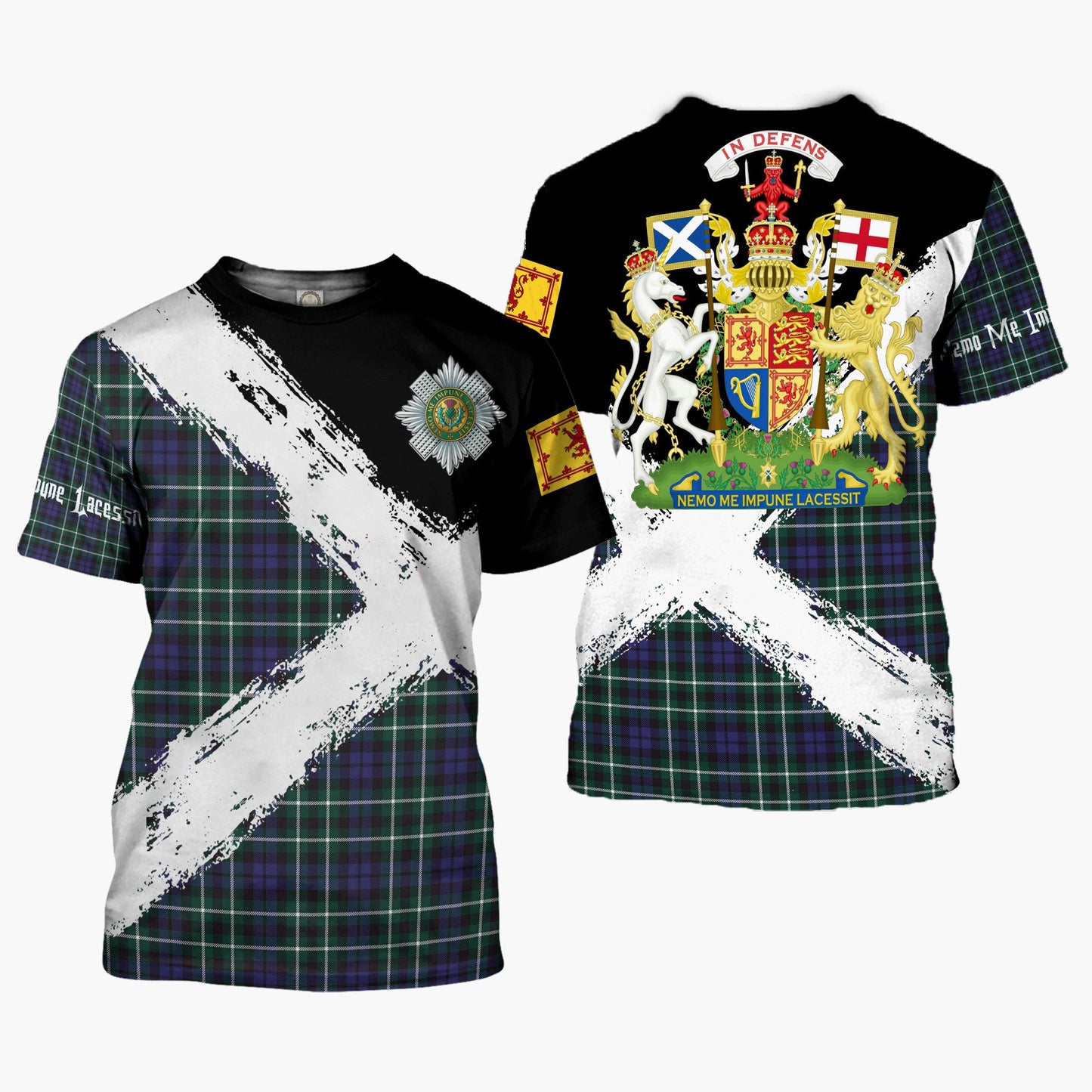 Printivon Graham Clan T Shirt Scotland Coat Of Arms Tartan Pattern