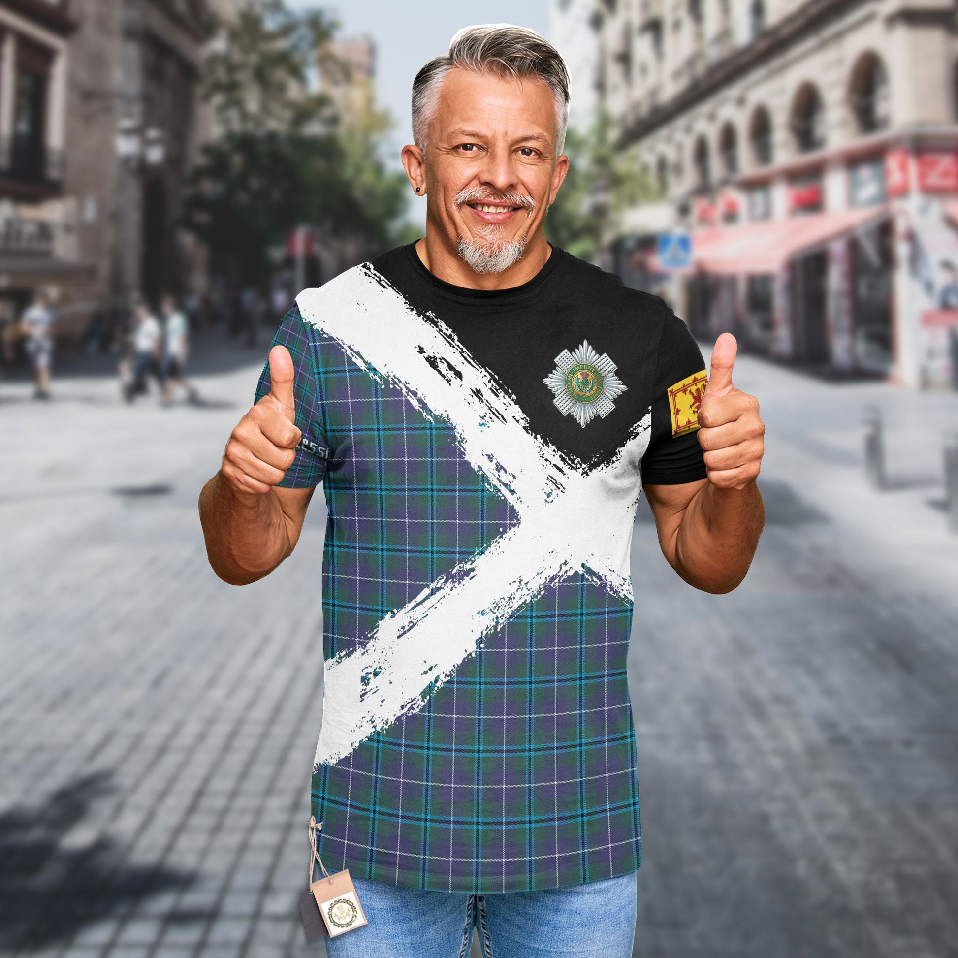 Printivon Douglas Clan T Shirt Scotland Coat Of Arms Tartan Pattern