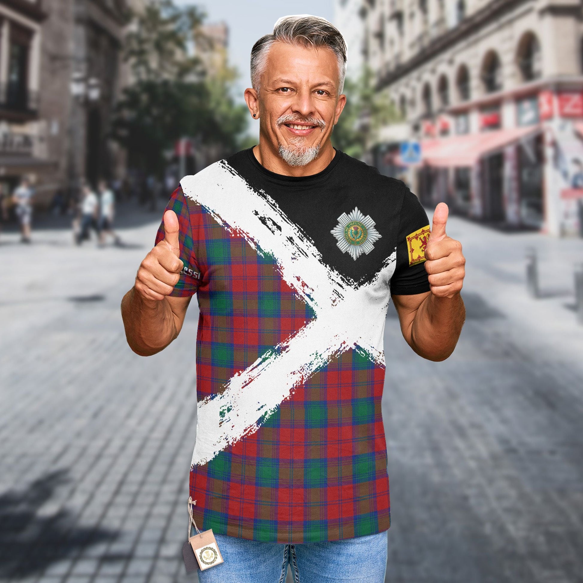 Printivon Fotheringham Clan T Shirt Scotland Coat Of Arms Tartan Pattern