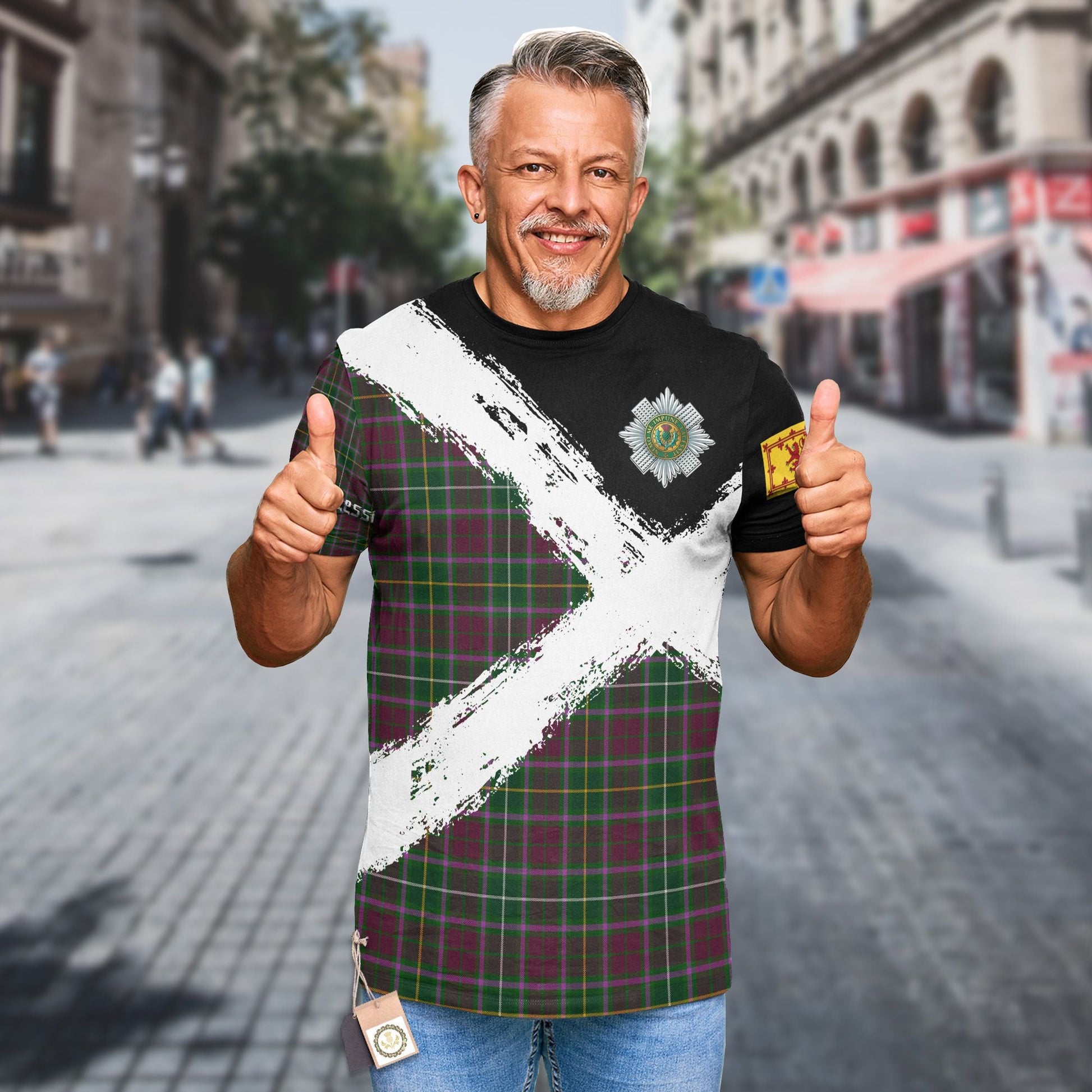 Printivon Crosbie Clan T Shirt Scotland Coat Of Arms Tartan Pattern