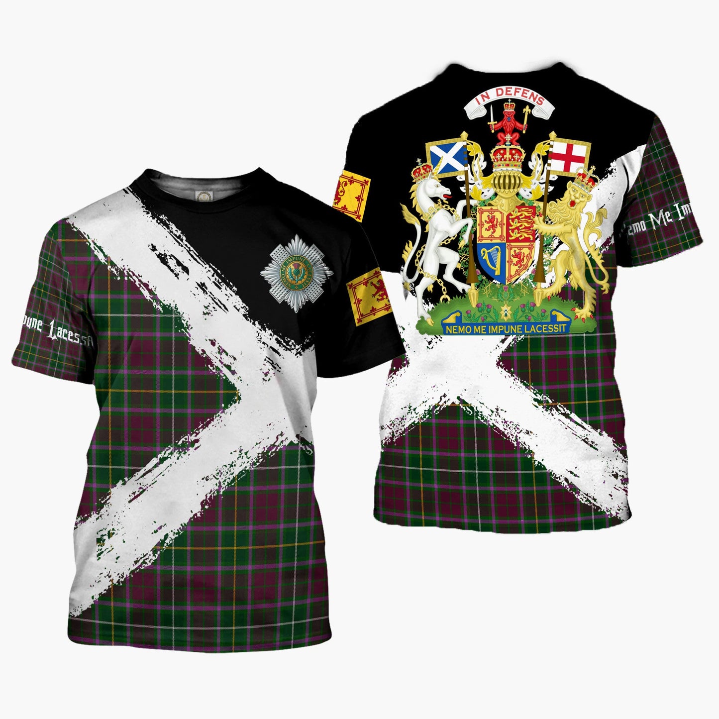Printivon Crosbie Clan T Shirt Scotland Coat Of Arms Tartan Pattern