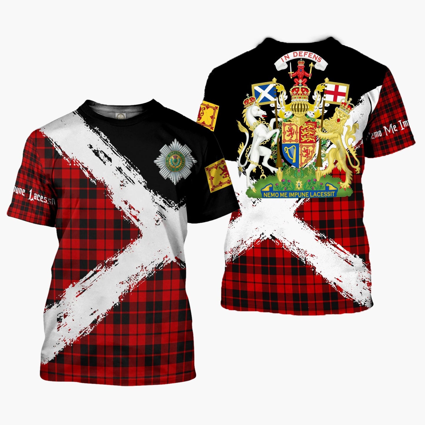Printivon Hogg (or Hog) Clan T Shirt Scotland Coat Of Arms Tartan Pattern