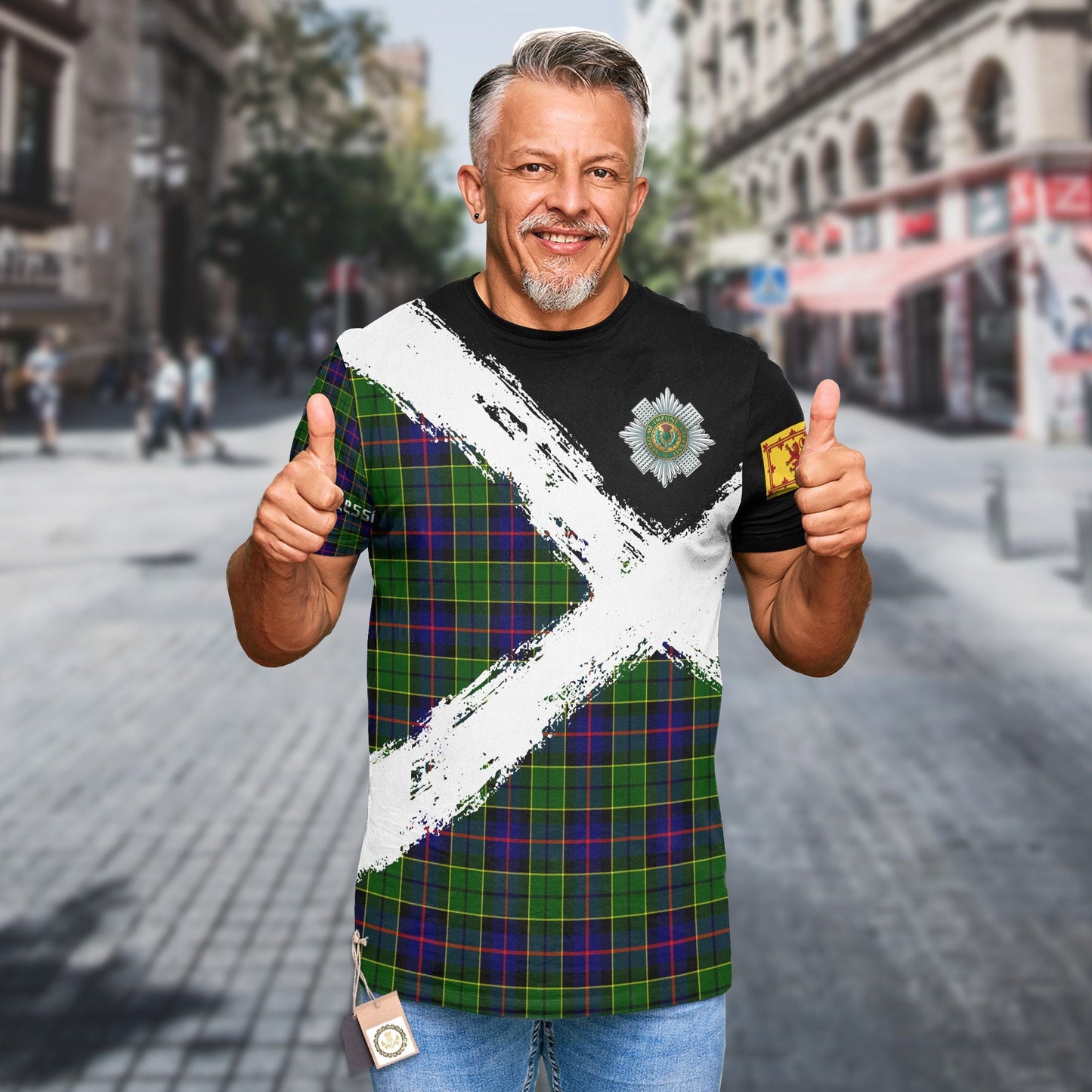 Printivon Forsyth Clan T Shirt Scotland Coat Of Arms Tartan Pattern