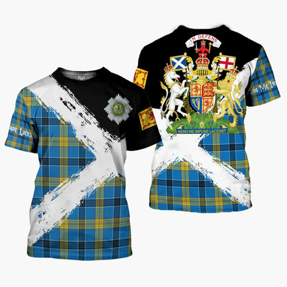 Printivon Laing Clan T Shirt Scotland Coat Of Arms Tartan Pattern